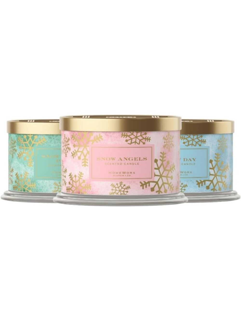 Set of 3 Premium 4-Wick Scented Candles - Snow Angel, Snow Day, Pine - 18 oz.
